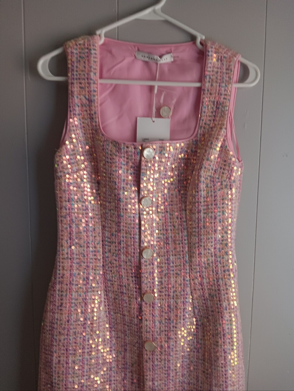 Endless Rose Sequin Tweed Pink Shift Dress Size S NEW W TAGS - Picture 5 of 10